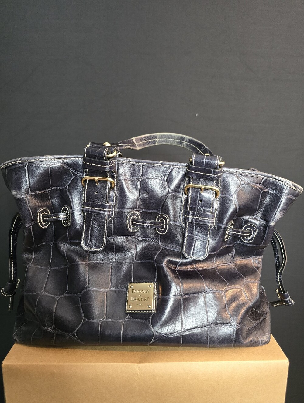 Dooney & Bourke Black Croc-Embossed Leather Tote
